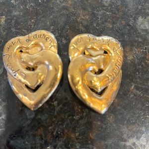 YSL double heart signature clip on earrings.